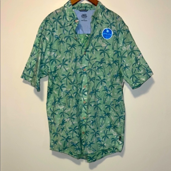 NEW Izod Saltwater dockside COOLFX short sleeve button down shirt Large Tall - Picture 1 of 6